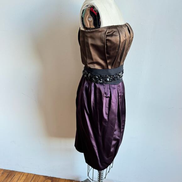 VERA WANG Lavender Label Strapless Two-Toned Silk Cocktail Dress - Picture 2 of 10